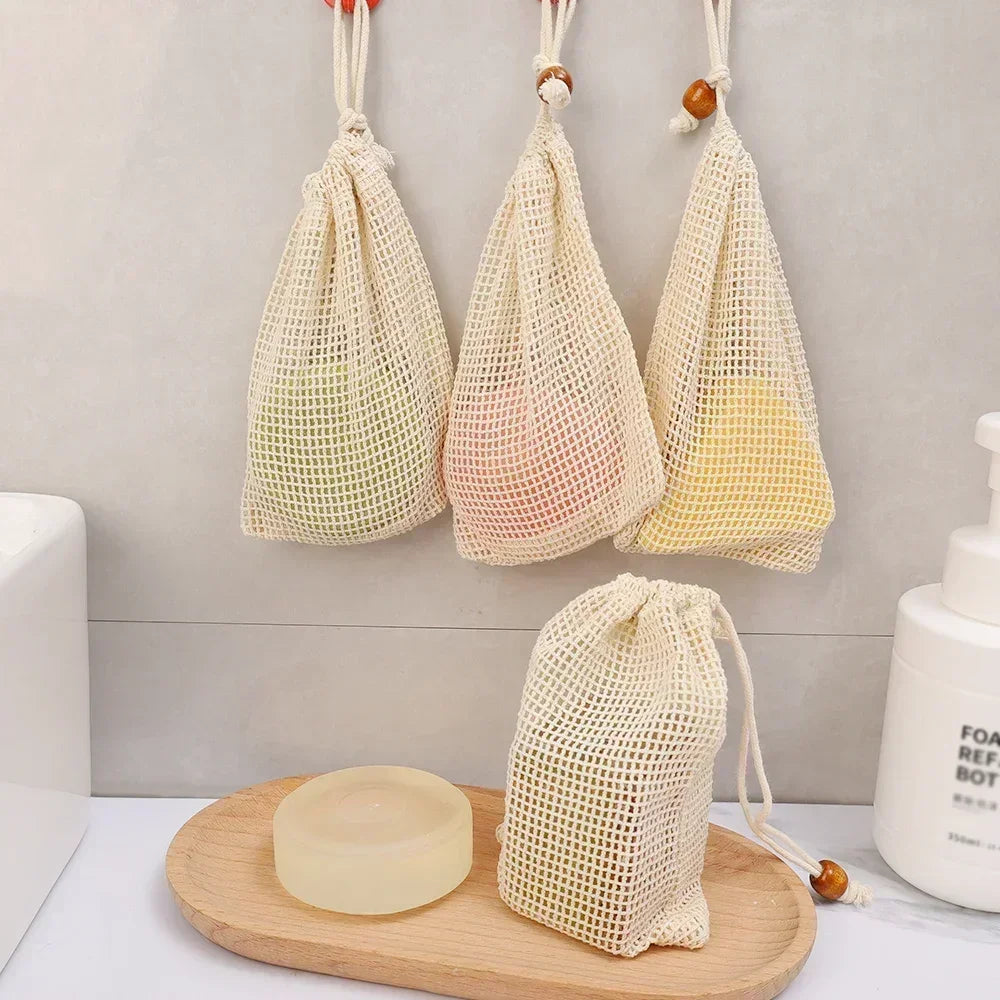 Soap Foaming Net Mesh Bags Bath Washing Tools Body Cleaning Bubble Helper Mesh Deep Cleaning Home Bathroom Exfoliating Suppli