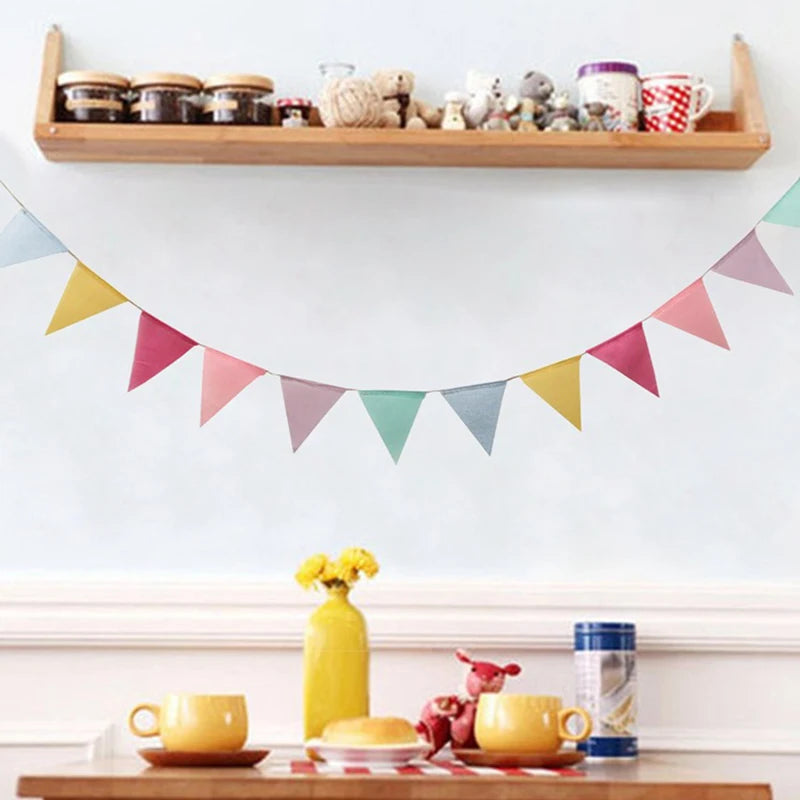 4M Colorful Jute Linen Flags Pennant Birthday Bunting Banners Wall Hanging Wedding Hanging Banner Party Garland for Home Deco