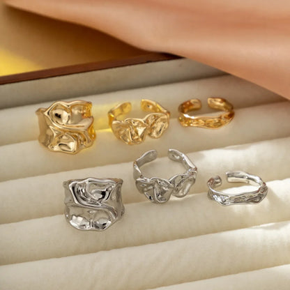 3pcs/set Punk Chunky Irregular Rings For Men Women Geometric Adjustable Liquid Metal Open Finger Rings Statement Jewelry Girl