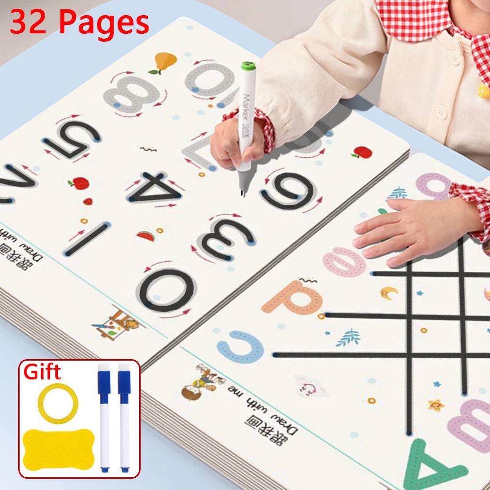 Reusable Pen Control Training Book for Children Magical Tracing Workbook Montessori Educational Calligraphy Practice Copybook