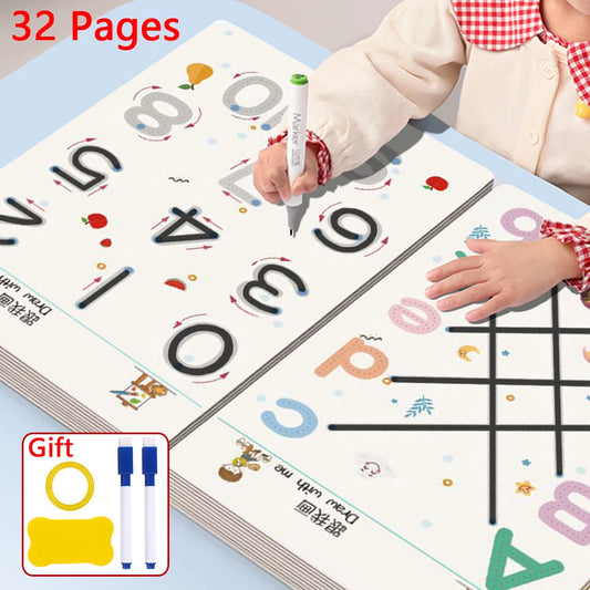 Reusable Pen Control Training Book for Children Magical Tracing Workbook Montessori Educational Calligraphy Practice Copybook
