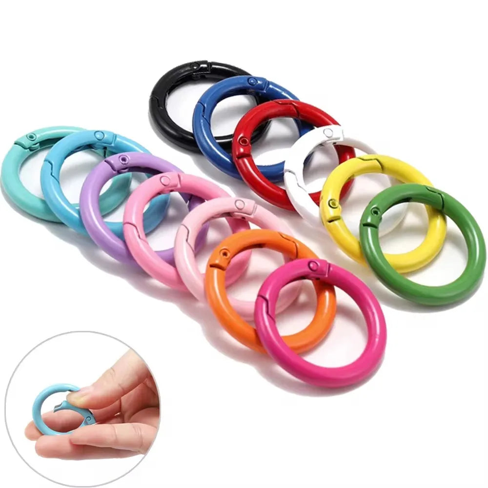 5Pcs/Lot 21 Colors Metal O Ring Spring Clasp Openable Round Carabiner Keychain Clips Hook Dog Chain DIY Jewelry Buckle Connec