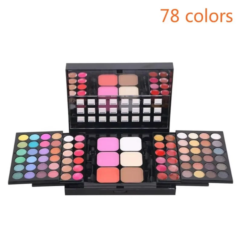 40/74/78 Colors Glitter Eyeshadow Palette Matte Waterproof Long Lasting Pressed Powder Cosmetics Kit Fashion Women MakeUp Too