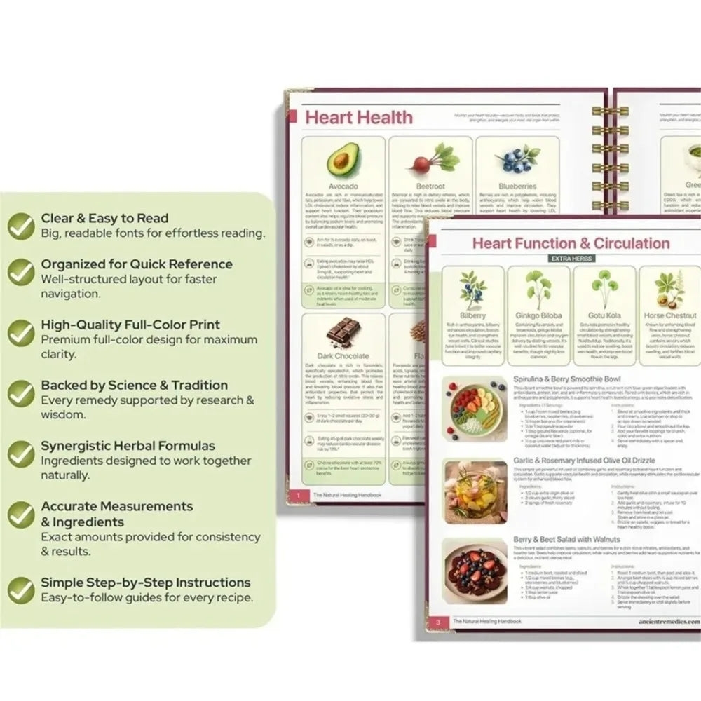Natural Healing Handbook Spiral Bound Guidebook For Herbal Remedies And Holistic Health Support With Step By Step Protocols
