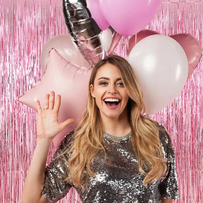 New 4/2/1Pack Party Backdrop Metallic Foil Fringe Tinsel Curtain Adult Kids Birthday Party Wedding Decoration Baby Shower Fav