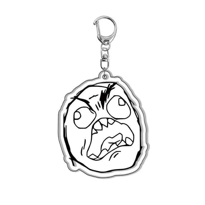 Creative Troll Face Keychains No Me Gusta Rage Forever Alone Acrylic Pendant Key Chain Backpack Car Ornament Comic Fans Gift