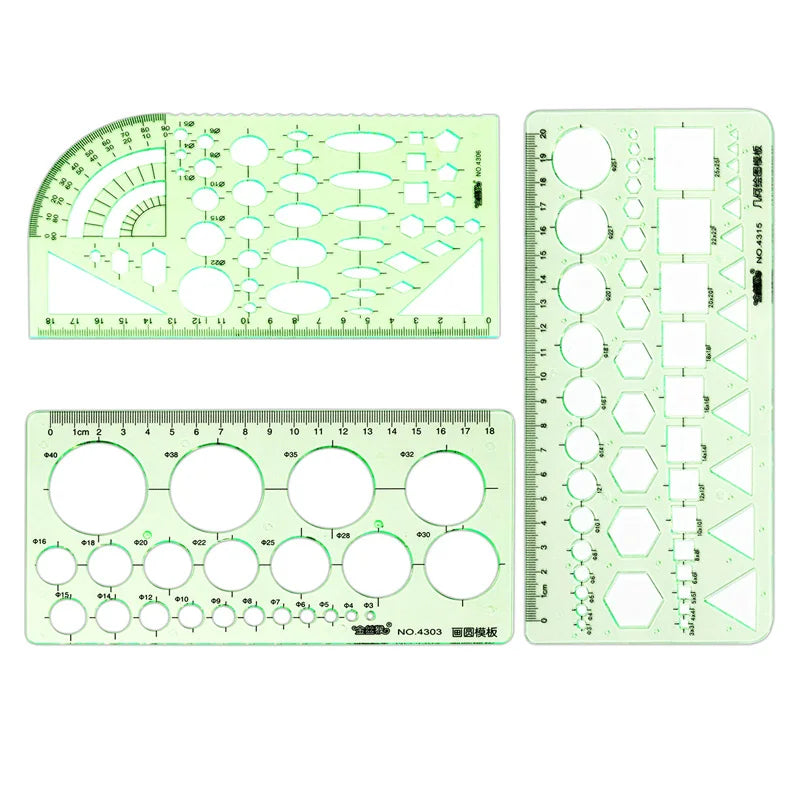 Circle Template Measurement Geometry Ruler Geometric Drawing Template Ruler Scale Drawing Shape Office and School Building 3P