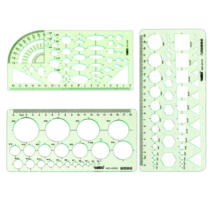 Circle Template Measurement Geometry Ruler Geometric Drawing Template Ruler Scale Drawing Shape Office and School Building 3P