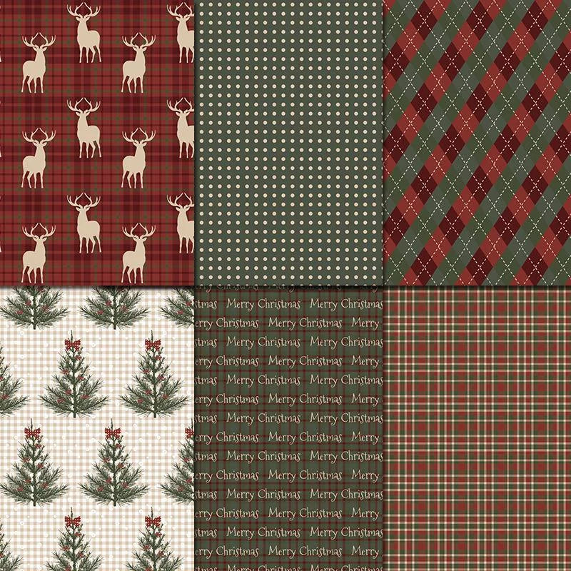 24pcs Junk Journaling Craft Paper Vintage Merry Christmas Scrapbook Paper Assorted Pattern Single-Sided DIY Cardmaking Suppli