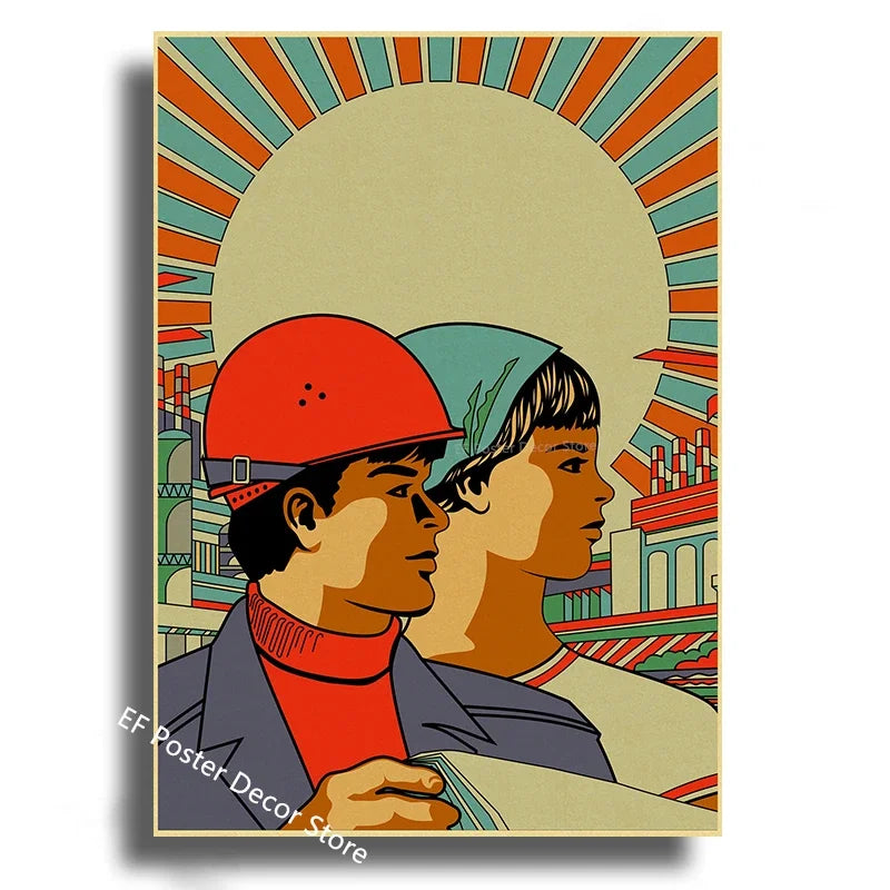 Vintage Stalin USSR CCCP Poster Poster Aesthetic Prints and Posters Wall Art Retro Painting Home Room Cafe Club Dorm Wall Dec