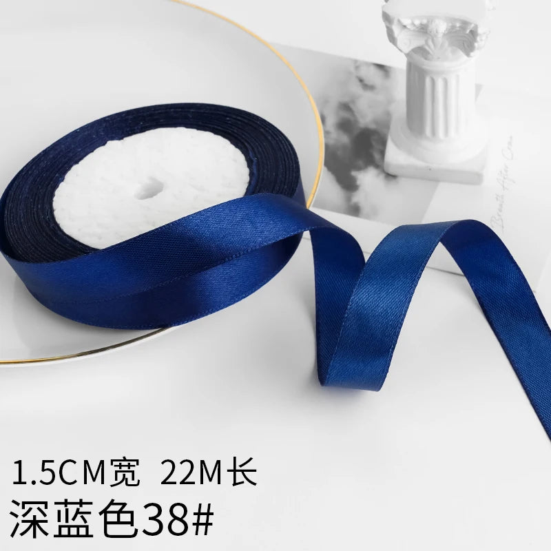 Wusmart 22Meters/Roll 1.5cm Single Face Satin Ribbon DIY Handmade Crafts Fabric Christmas Wedding Decoration Silk Ribbons - N