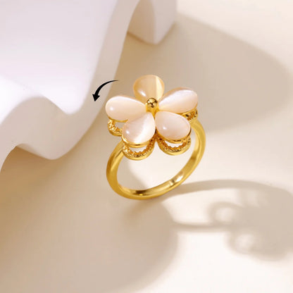 Anti Stress Anxiety Fidget Rings for Women Stainless Steel Sunflower Sun Star Spinner Ring Christmas Jewelry Gifts - JZ8093G