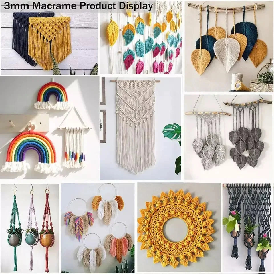 Handmade Boho Decor 4mm 100% Colorful Cotton Cord Rope Thread Twisted Macrame String DIY Home Wedding Decoration Supply 110ya