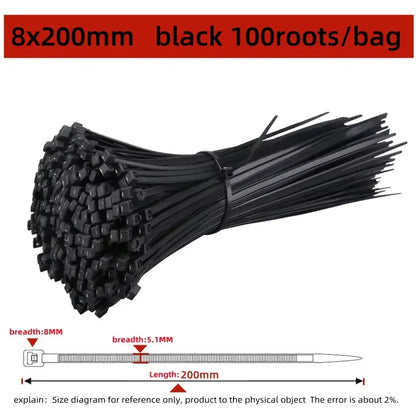 100Pcs Nylon Cable Ties Adjustable Self-locking Cord Ties Straps Fastening Loop Reusable Plastic Wire Ties For Home Office