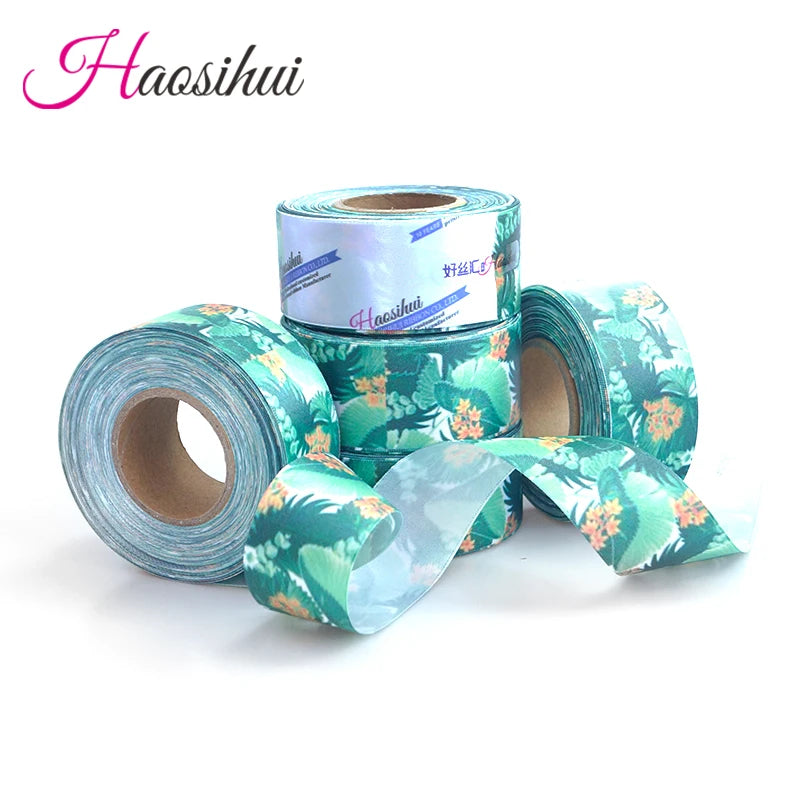 HAOSIHUI Custom Satin Ribbons Personalized Logo Printed Single Face 10~50~100 Yards Polyester for Gift Wedding Birthday DIY T