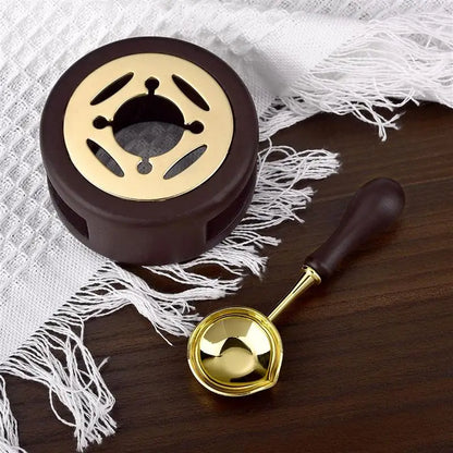 1/2/3pcs Wax Seal Set Wood Wax Melting Lacquer Furnace With /Spoon/Handle Wax Bead Melting Heater Wax Pot Heater For Stamp Cr