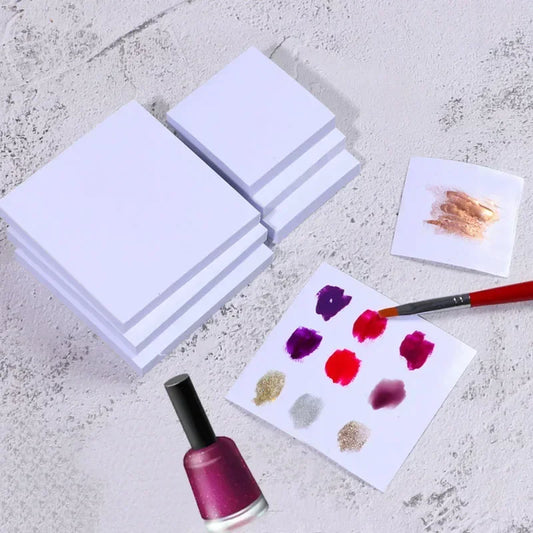 50pcs Disposable Tinting Glue Paper Tearable Nail Toning Palettes Nail Polish Color Mixing Tray Waterproof Paper Display Boar