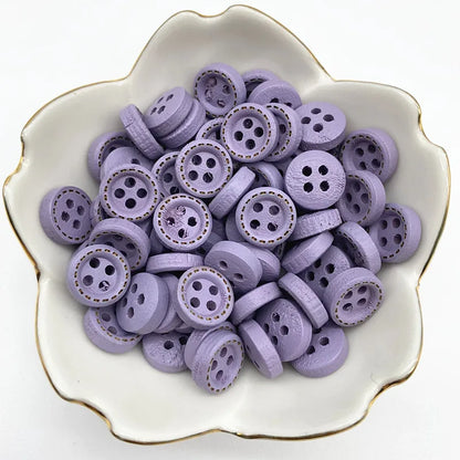 50pcs 10mm 4hole Mini Color Kids Buttons Wood Buttons Clothing Wedding Decoration Sewing Accessories - 59