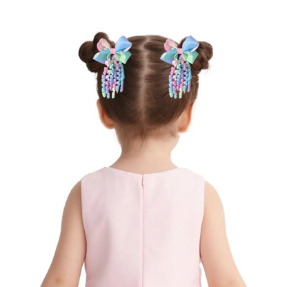 2PCS/Set New Children's Colorful Hair Clip Headdress Bow Tassel Hair Accessories Candy Color Little Girl Hair Clip Kids Gift