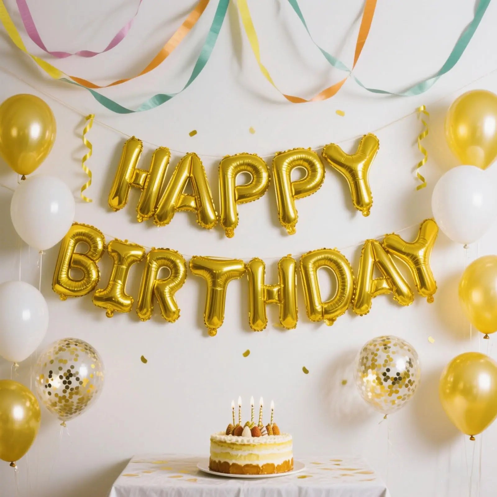 Gold Blue Happy Birthday Balloon 16Inch Foil Letters Birthday Sign Banner Bunting for Girls Boys Kids Adults Birthday Decorat
