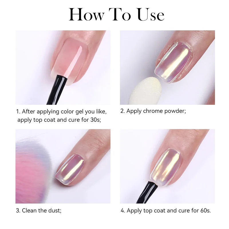 NICOLE DIARY Aurora Nail Powder Pigment Pearl Metallic Rubbing Dust Chameleon Effect Nail Art Glitter Manicure Decoration