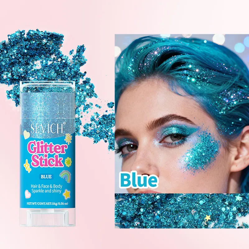 Sparkling Sequins Glitter Gel Stick Mermaid Sequin Body Glitter Gel Cosmetic Hair Glitter Festival Makeup for Christmas Party