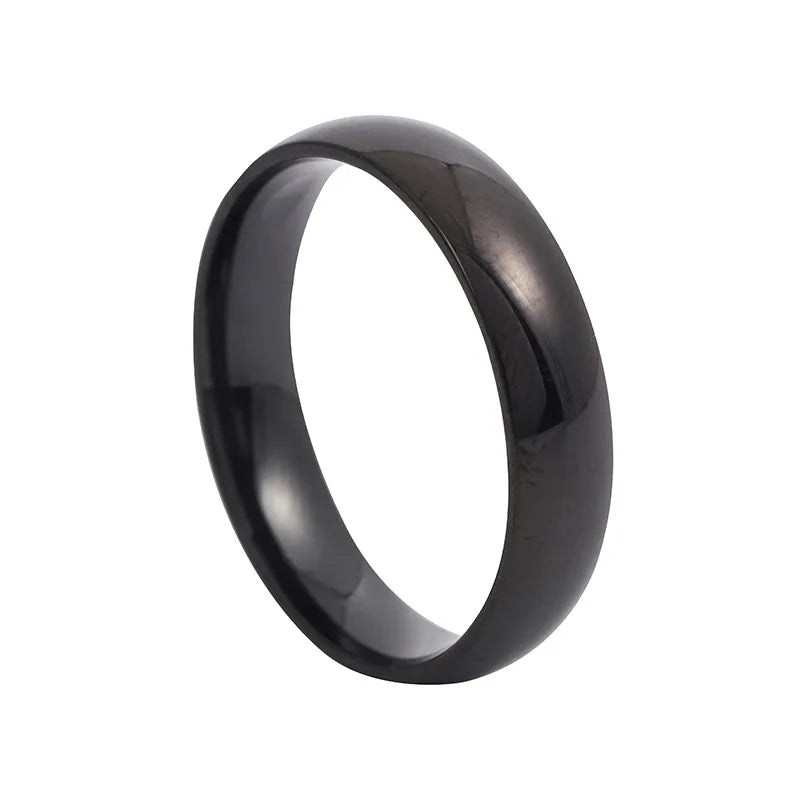 Simple 6mm Titanium Ring Women Men Prevent Allergy High Polished Wedding Rings Stainless Steel Couple Finger Jewelry Gifts