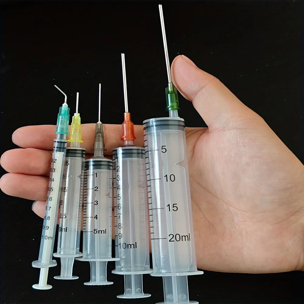 14/10pcs Syringe Set with Blunt Needles, Various Size1ml,3ml,5ml,10ml,20ml,60ml,Plastic, for Refilling, Measuring, Scientif -