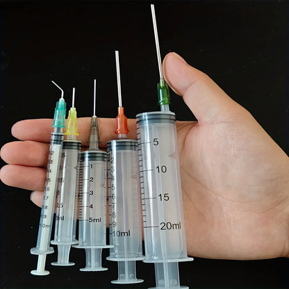 14/10pcs Syringe Set with Blunt Needles, Various Size1ml,3ml,5ml,10ml,20ml,60ml,Plastic, for Refilling, Measuring, Scientif -