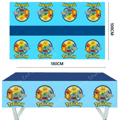 Decoration Pokemon Birthday Party Hats Pikachu Disposable Tableware Tablecloth Cup Plate Napkin Baby Shower Party Favors Poke