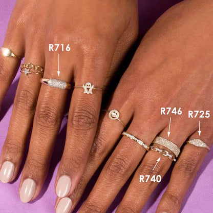Dainty Minimalist Stacking Ring For Women Trend Cubic Zircon Gold Color Crystal Finger Accessories for Female Jewelry Gift R7