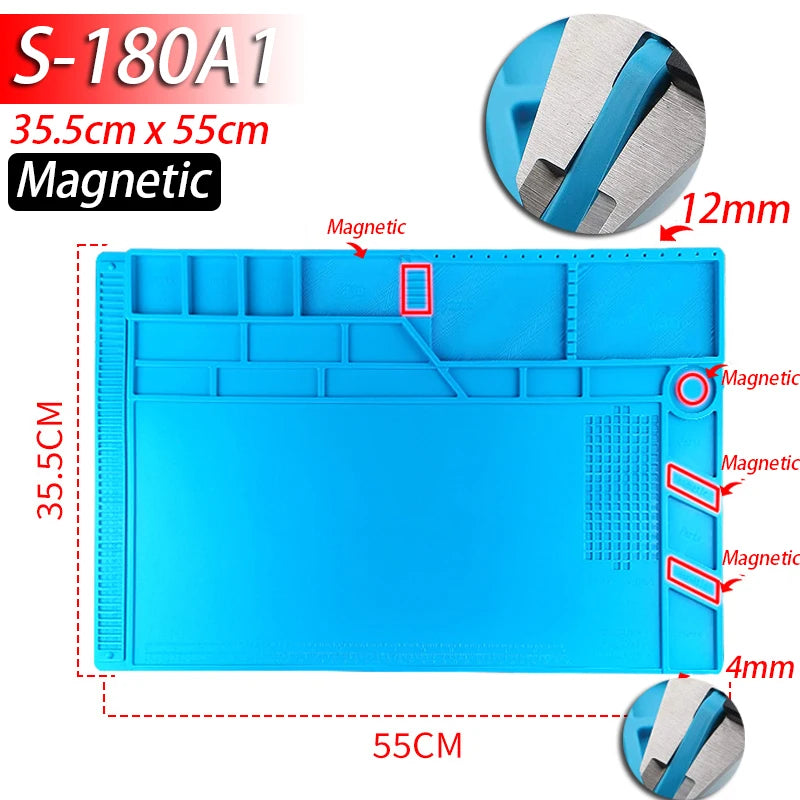 Soldering Station Mat Silicone Work Mat Heat Resistant 932°F Anti-Static