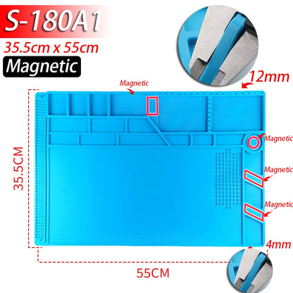 Soldering Station Mat Silicone Work Mat Heat Resistant 932°F Anti-Static