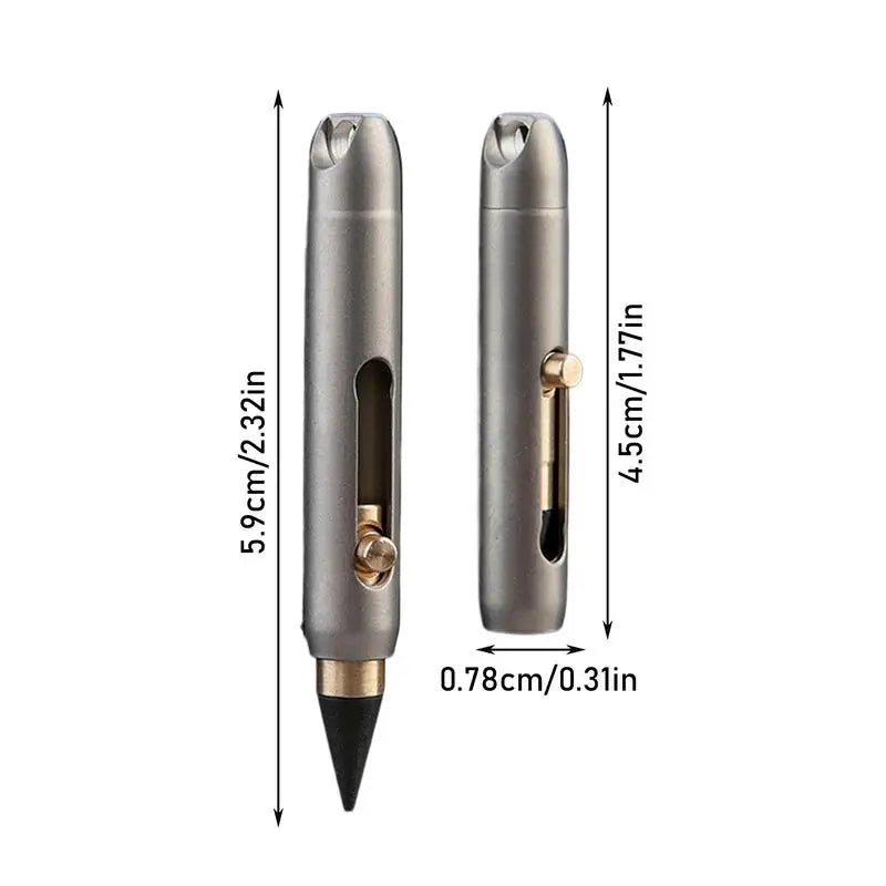 Graphite Alloy Eternal Pen Mini Titanium Alloy Non-sharpening Erasable Pencil Portable Key Pendant Pocket Pen Emergency Writi