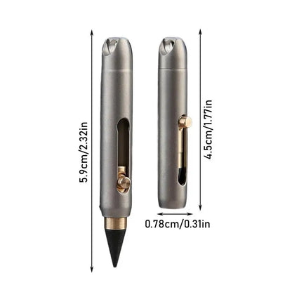 Graphite Alloy Eternal Pen Mini Titanium Alloy Non-sharpening Erasable Pencil Portable Key Pendant Pocket Pen Emergency Writi