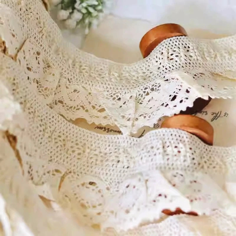 High quality crochet cotton fabric stretch lace DIY clothing cuff collar skirt trim girl doll hand-made dress sewing material