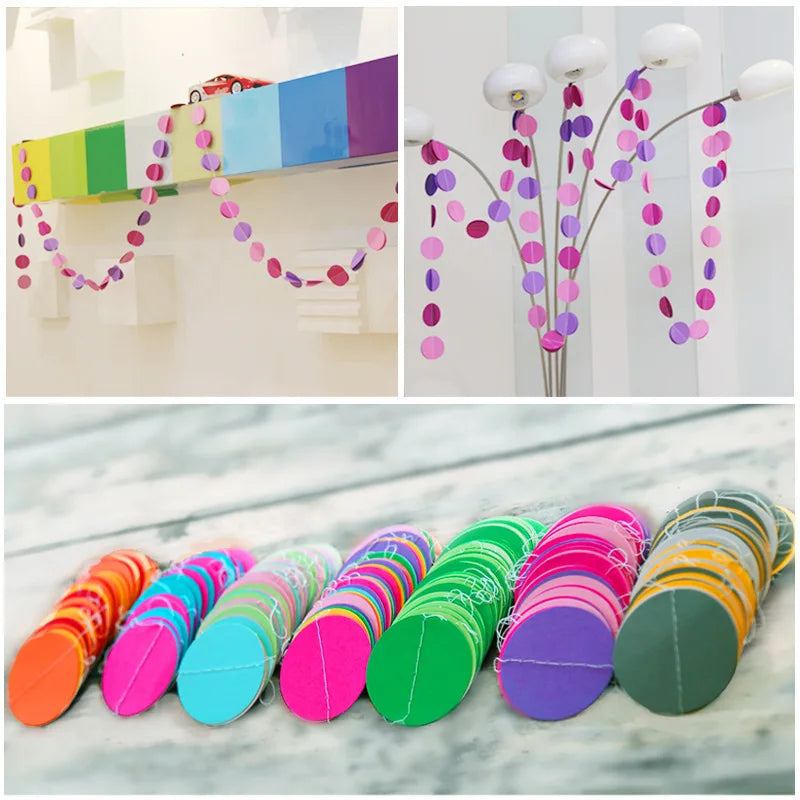 Macaron Colored Circle Garlands Decorations for Classroom Room Baby Shower Birthday Party Decor Wall Hanging Dots Paper Strin