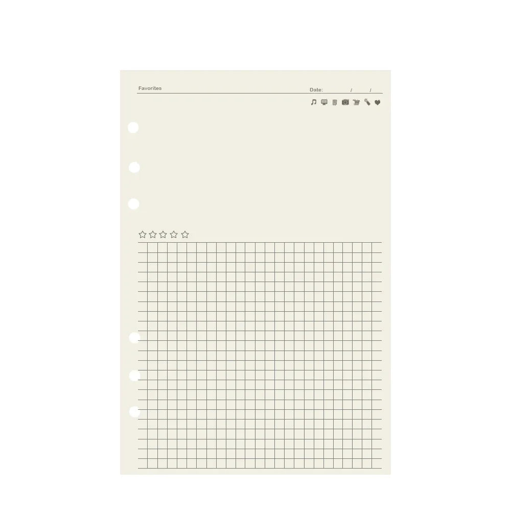 45 Pieces A5 A6 A7 6ring Loose Leaf Notebook Refill Binder Inner Page Budget Weekly Monthly To Do Line Dot Grid Paper Station