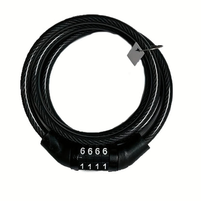 Bicycle Lock with 4-Digit Password, Anti-Theft Lock, Bicycle Safety Accessories, Steel Cable Bicycle Lock