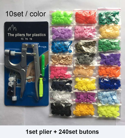 T5 Resin Snap Buttons Set Snaps U Shape Fastener Snap Pliers Buttons Kit Snaps Cloth Buttons DIY Sewing Machine Crafting Tool