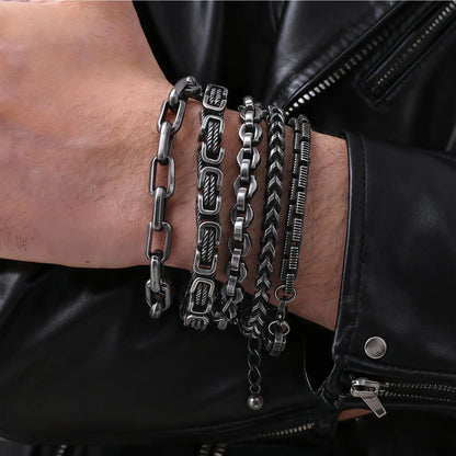 Vintage Chain Bracelets for Men Boys,Byzantine Stainless Steel Braided Link Wristband,Retro Jewelry Birthday Father Gifts