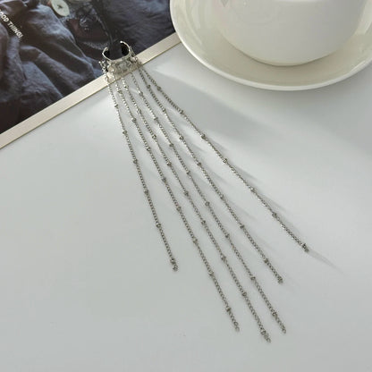 Elegant Long Tassel Ear Cuff Clip Earrings for Women Vintage Trend No Piercing Required Jewelry Accessory