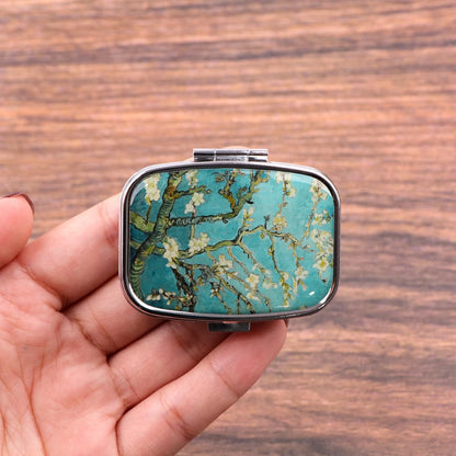 Van Gogh Art Mini Pill Box 2-Compartment Medicine Pill Organizer Household Portable Medicine Storage Box Travel Jwelery Gift 