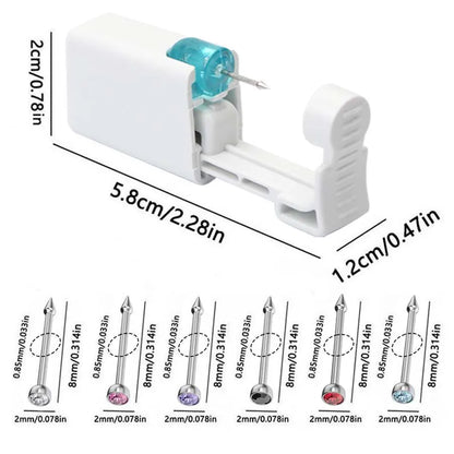4PCS Self Hypoallergenic Nose Piercing Kit-Disposable Nose Piercing Gun with Built-in Nose Studs