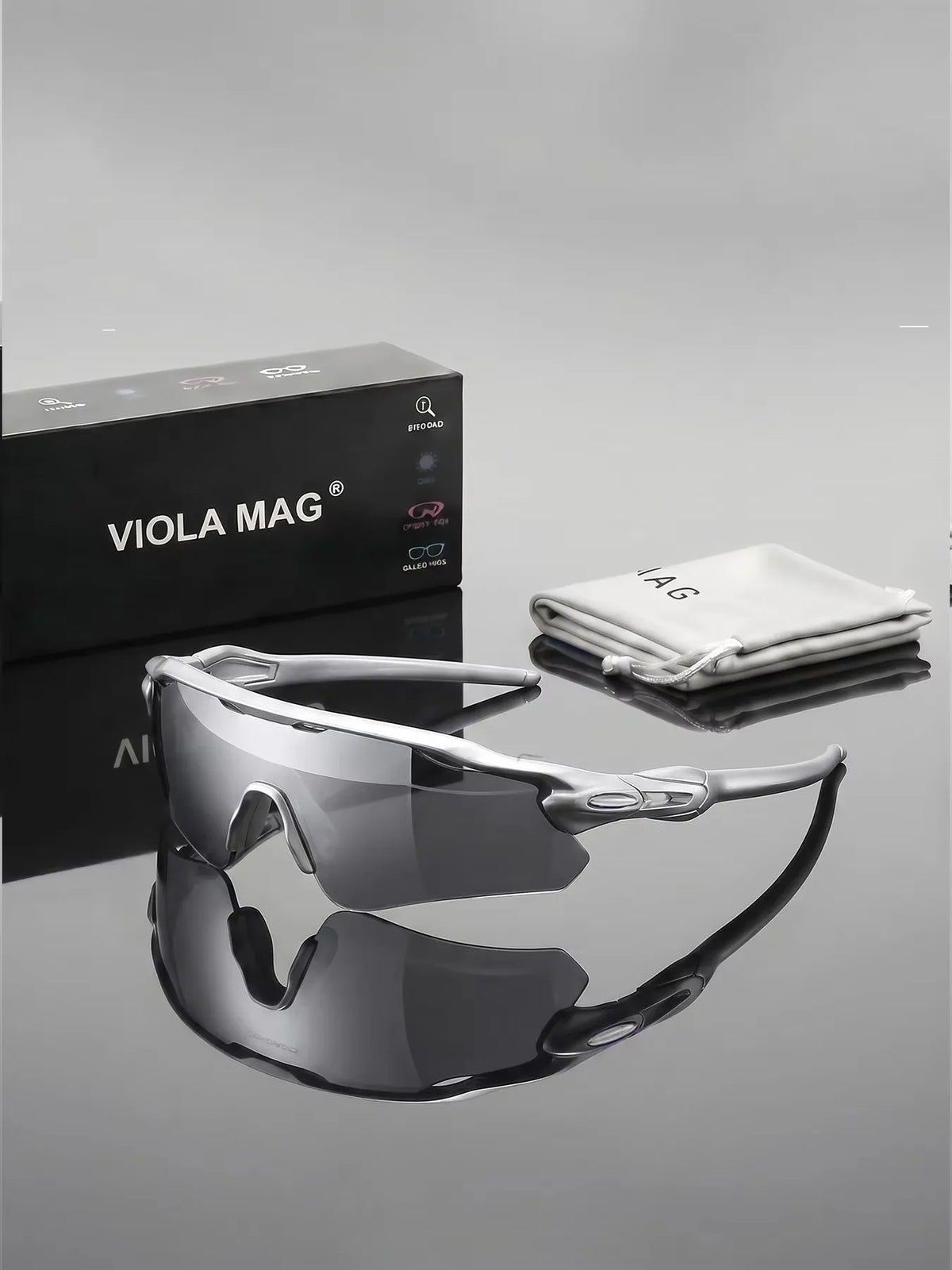 VIOLA MAG Integrated Half Frame Sunglasses, Color Film Unisex for Daily Travel Decoration, Anti Slip, with Mirror Bag - Beige