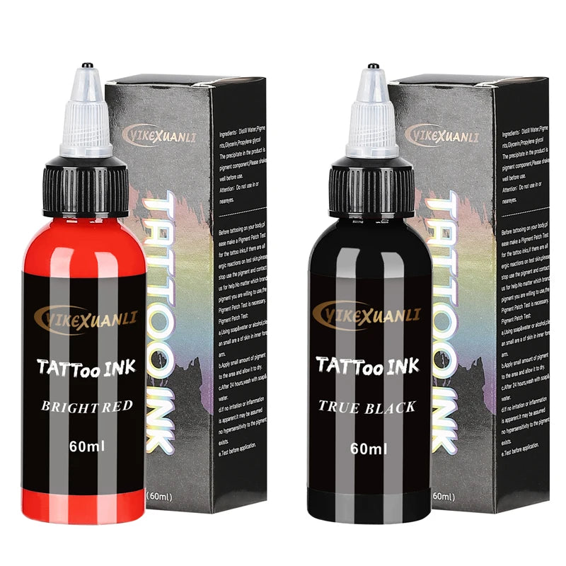 60ml red/black Tattoo Ink Pigment with box Body Art Tattoo Kits Professional Beauty Paints Makeup Tattoo Supplies Semi-perman