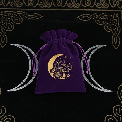 1Pcs Tarot Storage Velvet Bag Drawstring Suede Pocket Board Game Card Embroidery Package Witchcraft Supplies for Altar Tarot 