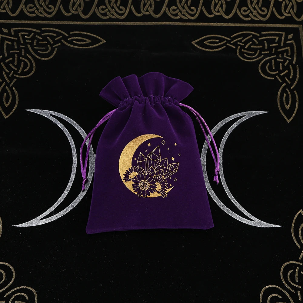 1Pcs Tarot Storage Velvet Bag Drawstring Suede Pocket Board Game Card Embroidery Package Witchcraft Supplies for Altar Tarot 