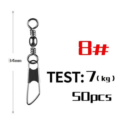 50Pcs Stainless Steel Snap Swivel Saltwater High Strength Snaps Fishing Barrel Line Connector Barrel Safety Snap Fishing Tack
