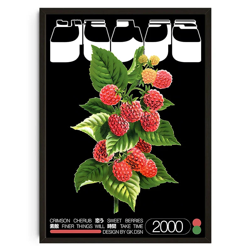 Classic Canvas Art Japanese Vintage Rose Flowers Fruits Trees Poster Mid Century Art Coffee House Bar Room Wall Decor No Fram